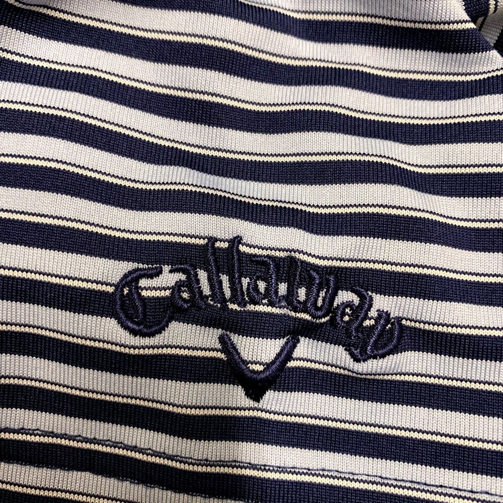 Callaway Polo Shirt Mens Large Blue White Striped Opti-Dri Performance Golf Top - Picture 7 of 9